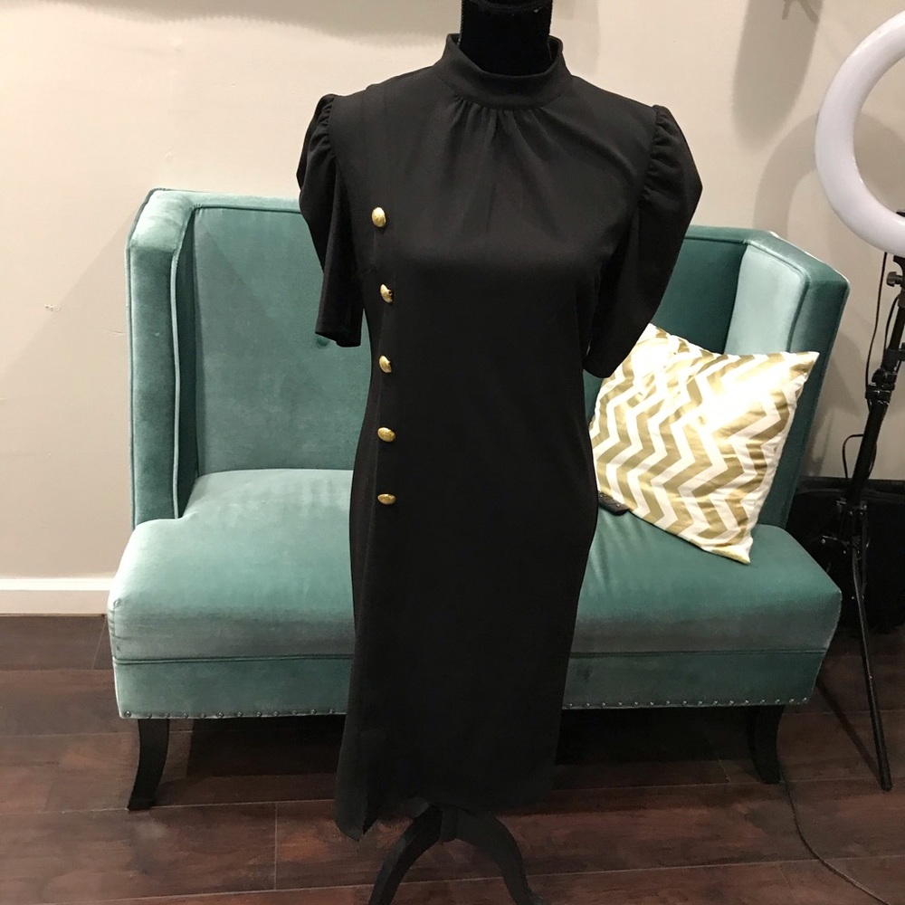 Black dress with knee split